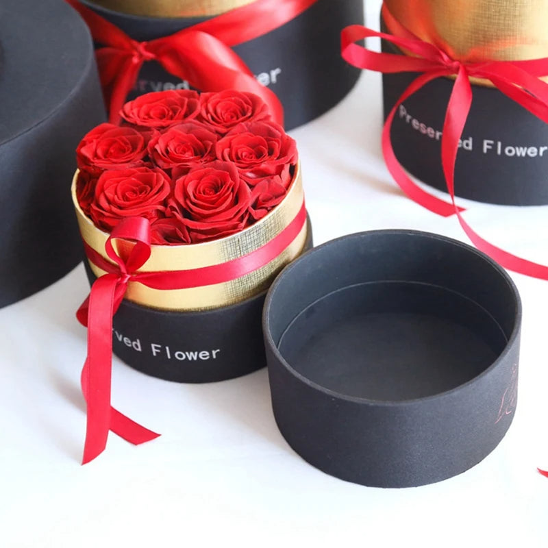 Eternal Roses in Box Preserved Real Rose Flowers with Box Set Valentines Day Gift Romantic Artificial Flowers