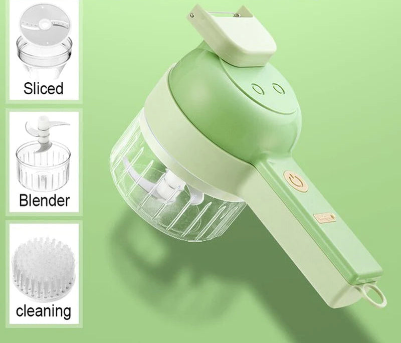 4In1 Multifunctional Electric Vegetable Cutter Slicer Garlic Mud Masher Garlic Chopper Cutting Pressing Mixer Food Slice