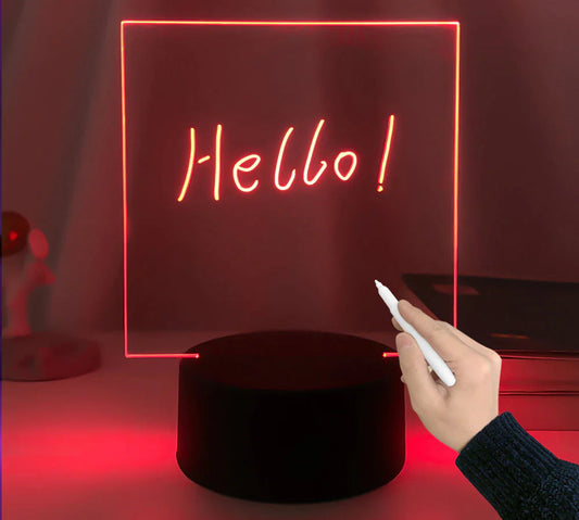 Black Base Handwriting Night Light Battery Powered Blank Acrylic Led Writing Board with Mark Pen Color Changing Lamp for Decor
